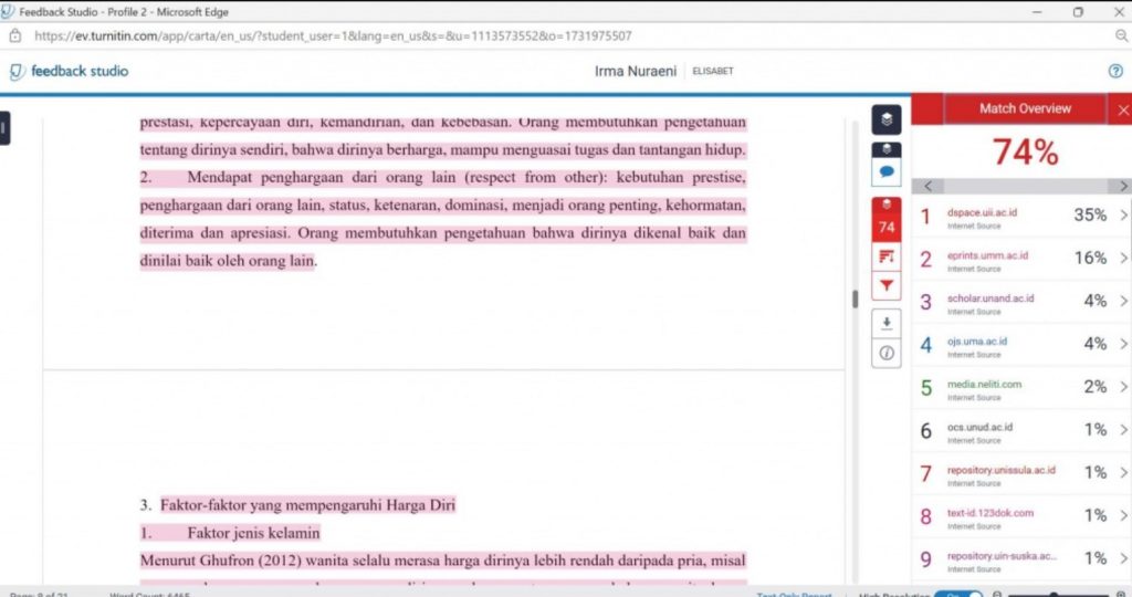 Cara Membaca Hasil Cek Plagiasi Turnitin